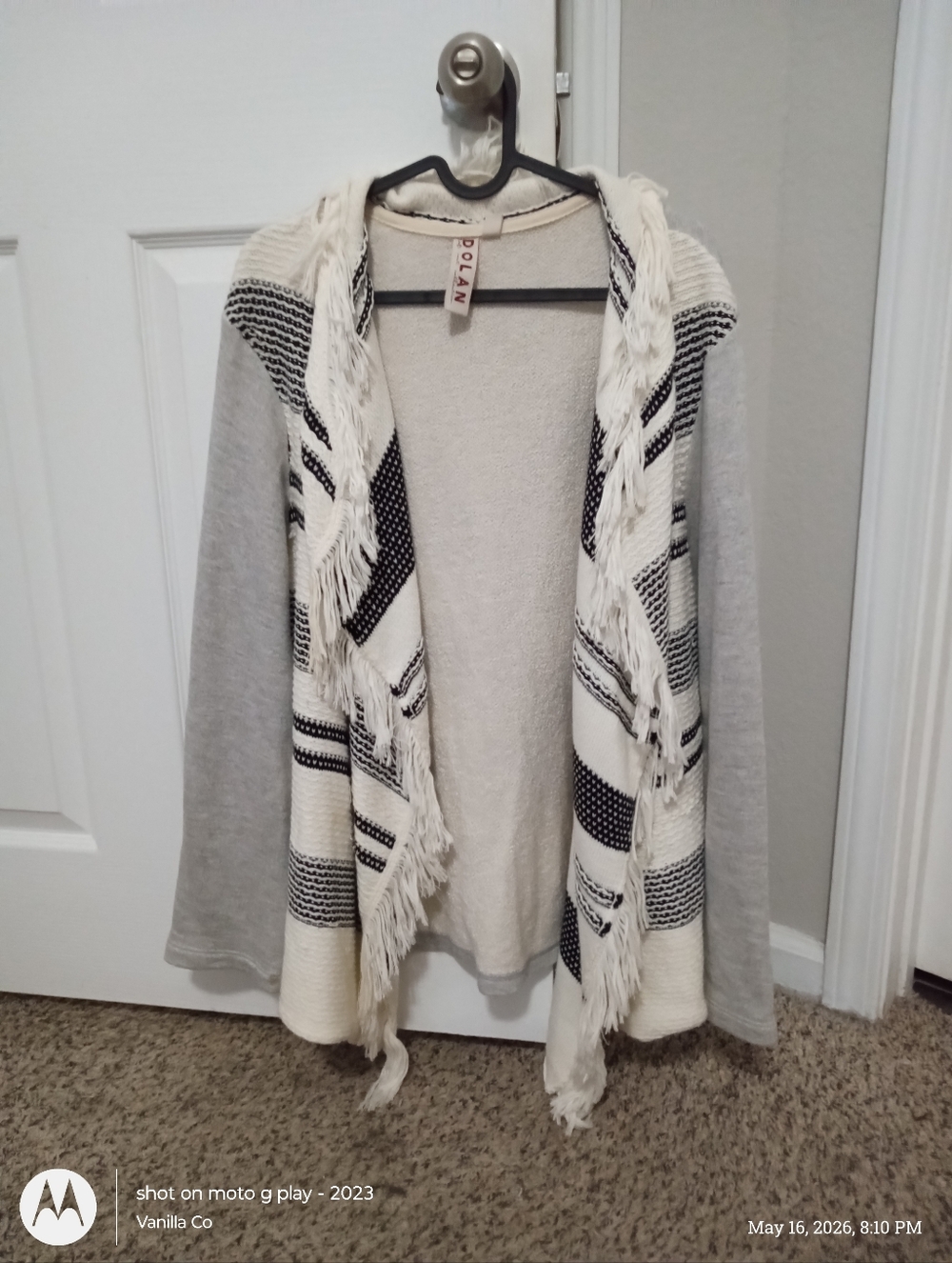 Anthropologie Dolan Sonia Fringe Cardigan Open Front White Size Large - Picture 2 of 13